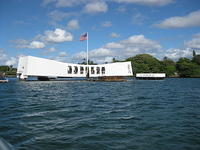 On the boat to the USS Arizona Memorial.