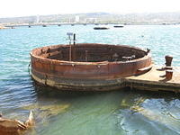 One of the gun turrents of the USS Arizona.